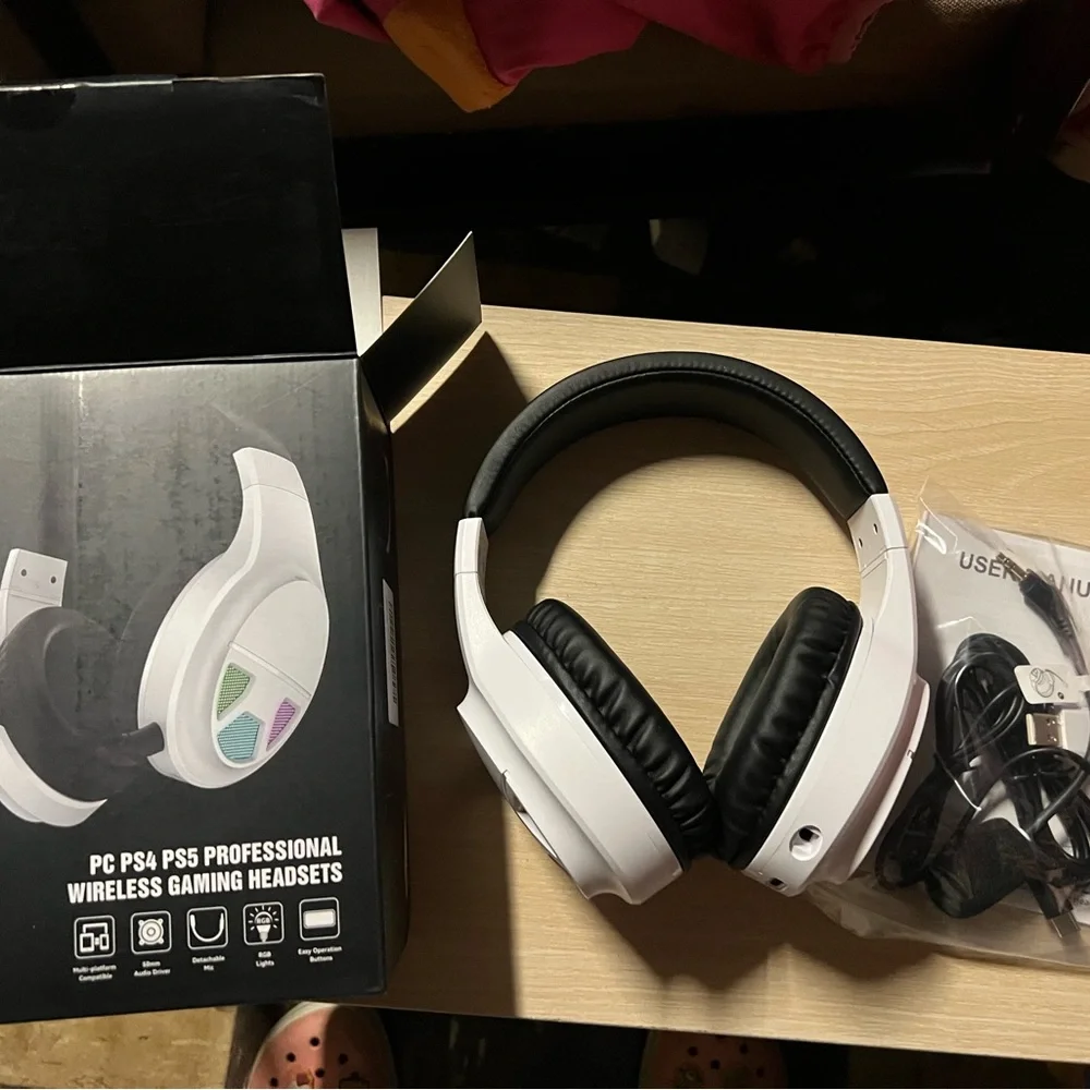 White Gaming Headset with RGB Lights